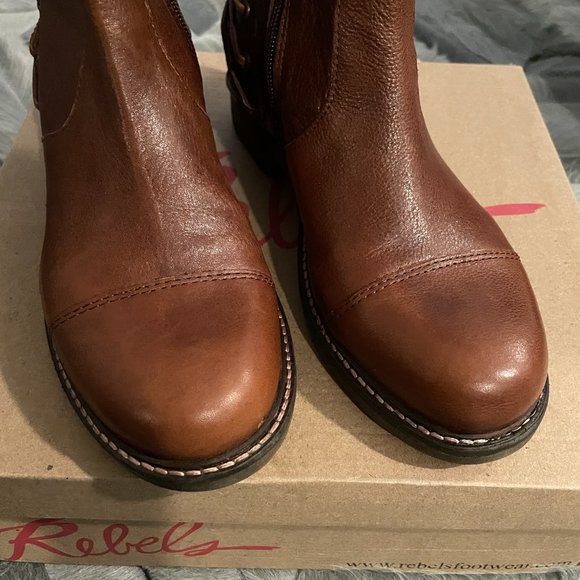 Rebels Lace-Up Back Low-Heeled Booties Brown Size 38 / US 8 - Picture 7 of 10